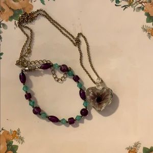 Purple Heart Necklace and Bracelet